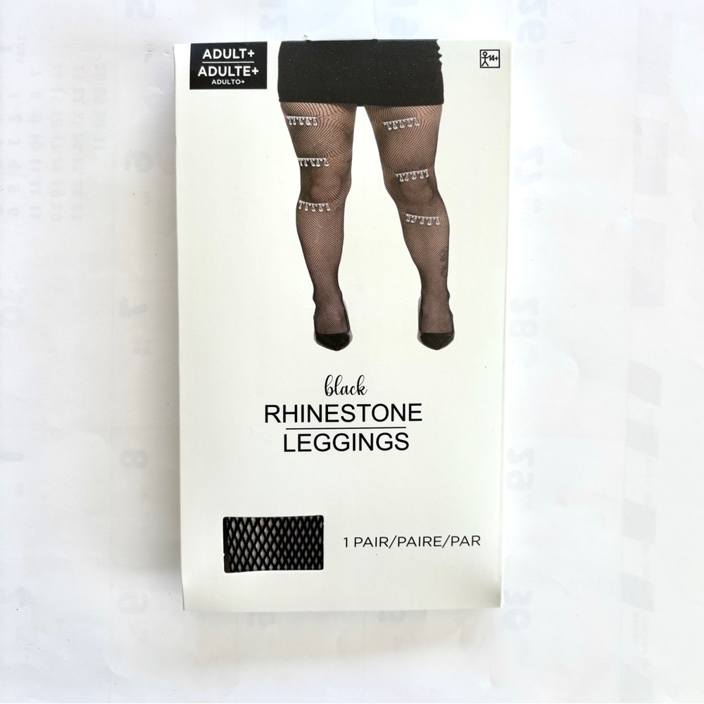 black fishnets stockings leggings tights with rhinestones plus size NIP